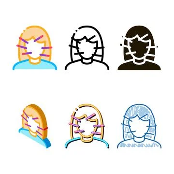 Female face acupuncture icon vector looks outline Stock Illustration