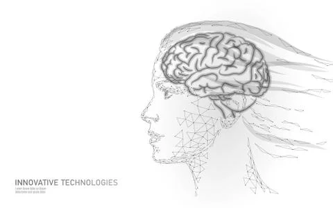 Female face brain creativity brainstorm. Feminism equal mental ability woman Stock-Illustration