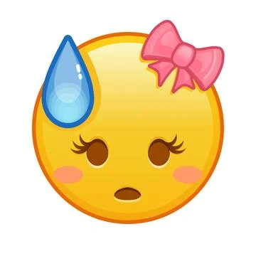 Female face in cold sweat Large size of yellow emoji smile Stock-Illustration