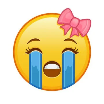 Female face crying loudly Large size of yellow emoji smile Stock-Illustration