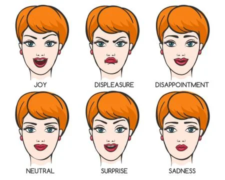 Female Face Expression Set Stock Illustration