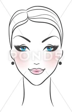 Female face front Stock Illustration