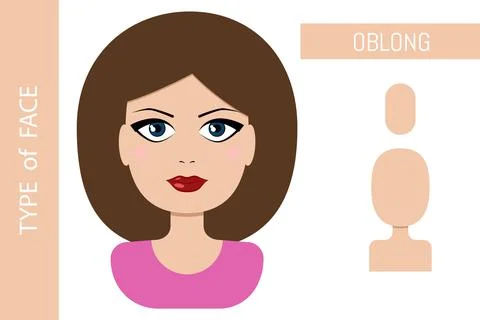 Female face type oblong shape vector illustration Stock Illustration