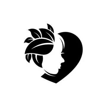 Female face vector logo Stock Illustration