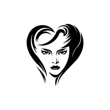 Female face vector logo Stock Illustration