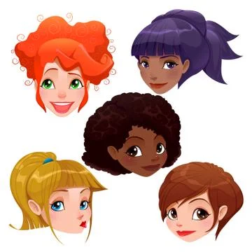 Female faces. Stock Illustration