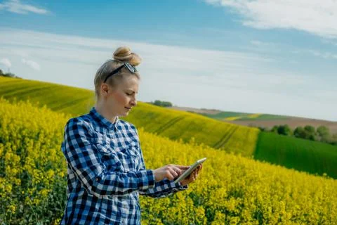 Female farmer using tablet Stock Photos