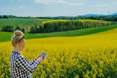 Female farmer using tablet Stock Photos