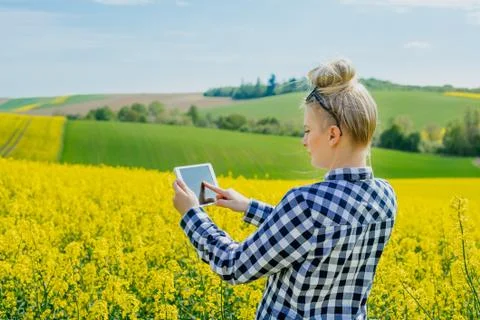 Female farmer using tablet Stock Photos