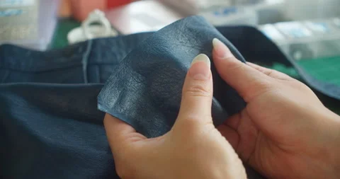 Female feeling Leather Material Video stock 145179407