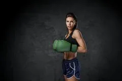 Woman Boxer in Sports Bra and Red Gloves Stock Image - Image of champion,  lady: 59681413