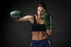 Portrait Female Boxer Sports Bra Red Stock Photo 312128888