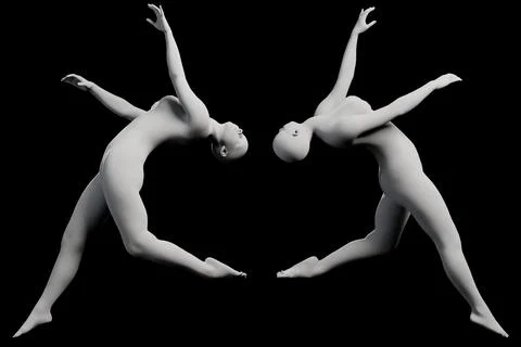 Female figure model in dancer pose front and back Stock Illustration