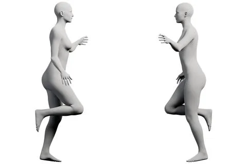 Female figure model running multiview collage Ilustração Stock
