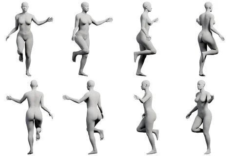 Female figure model running in studio Stock Illustration