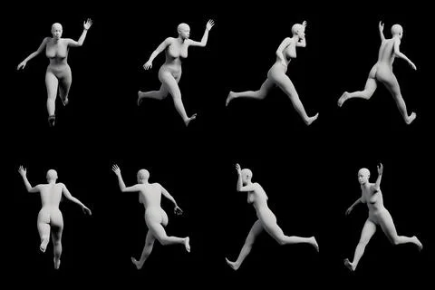 Female figure model running in a studio Stock Illustration