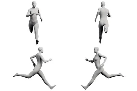 Female figure model running in studio Stock Illustration