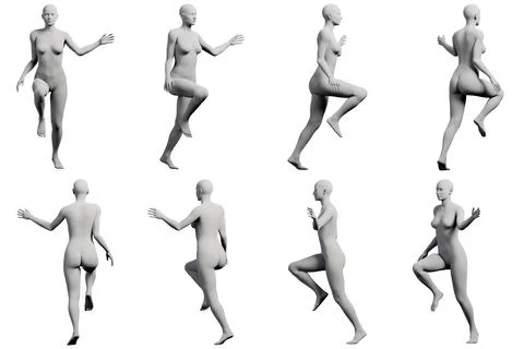 Female figure model running in studio 스톡 일러스트