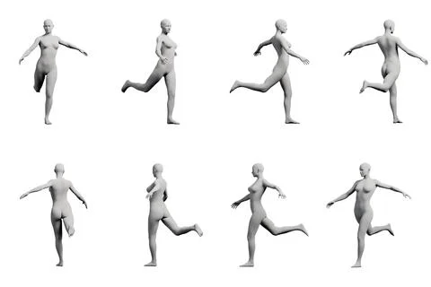 Female figure model running in studio Stock Illustration