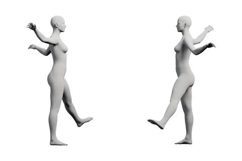 Female figure model running in studio Ilustração Stock