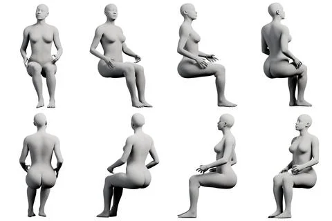 Female figure model sitting in studio Stock Illustration