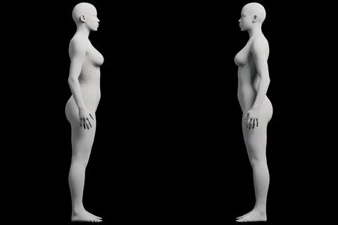 Female figure model standing in studio Stock Illustration
