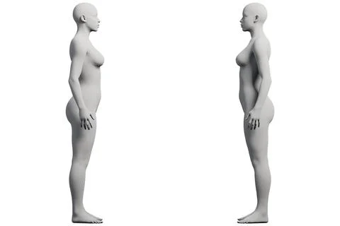Female figure model standing in studio Stock Illustration
