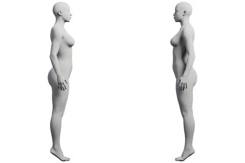 Female figure model standing in studio grid Ilustração Stock