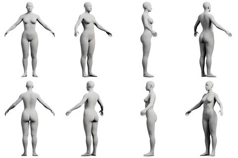 Female figure model in studio grid Stock Illustration