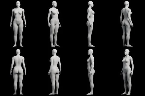 Female figure model in studio grid Stock Illustration