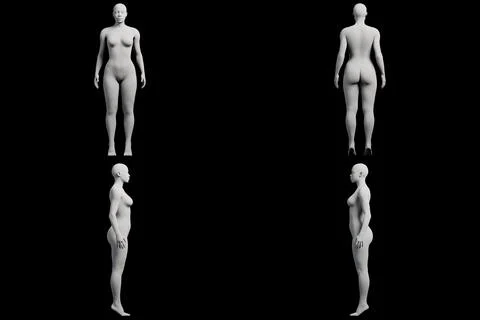 Female figure model in studio grid Stock Illustration