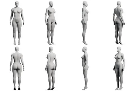 Female figure model in studio grid Stock Illustration