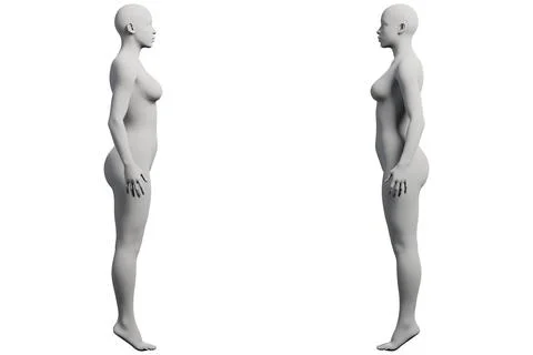 Female figure model in studio multiview collage Stockillustratie