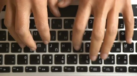 Female fingers on the computer keyboard. Top view. Stock Footage
