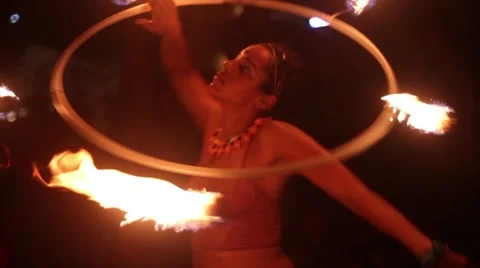 Female fire dancer slow motion 2 Stock Footage 43146262