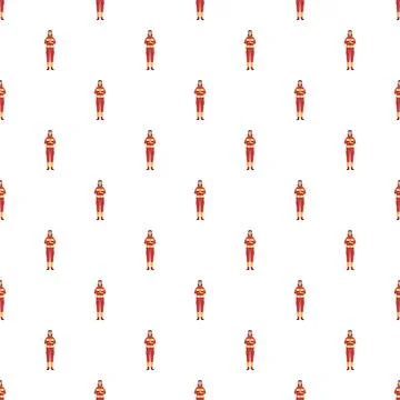 Female firefighter uniform seamless pattern design Stock Illustration