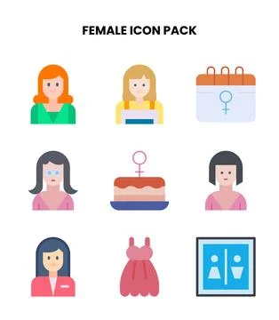Female Flat Vector Icons Pack Ilustración de archivo