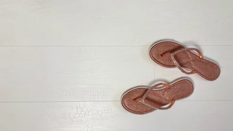 Female flip flops Stock Footage 121122355