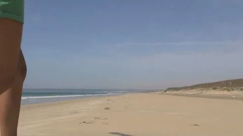 Female flying at beach 45 Stock Footage 21925368