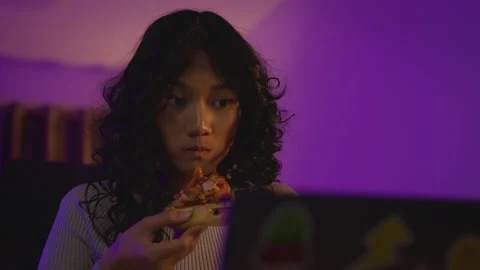 Female Freelancer using Laptop at the Night Time. Stock Footage 202216217