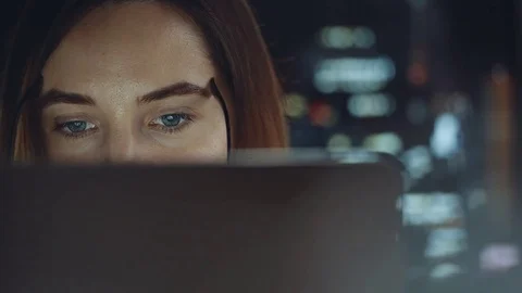 Female freelancer working via computer at modern office 스톡 동영상 84651487