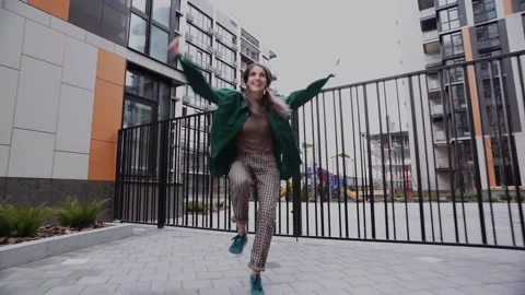 Female funny locking dancer outdoors Stock Footage 232847873