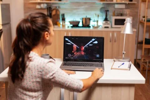 Female game developer working on new project Stock Photos