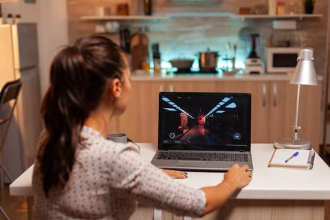 Female game developer working on new project Stock Photos