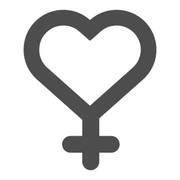 Female gender solid icon. Heart shaped woman gender sign vector illustration Illustrazione stock