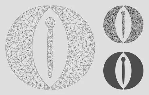 Female Genitals Vector Mesh 2D Model and Triangle Mosaic Icon Stock Illustration