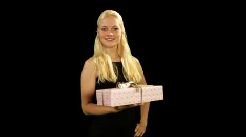 Female giving present Stock Footage 8987903