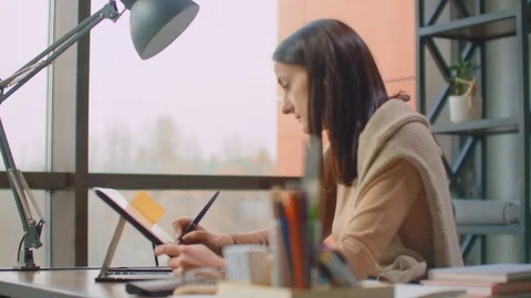 Female Graphic Designer Hand using interactive Pen Display, Digital Drawing Stock Footage 121633396