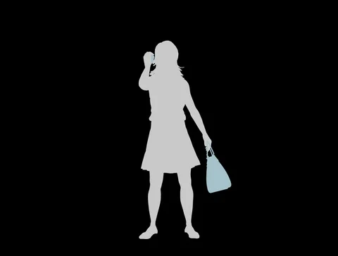 Female Grey Blue Telephone Loop Front with Alpha Channel Video stock 85937564