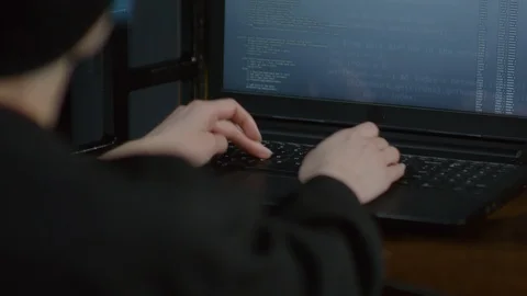 Female Hacker Coding and Drinking Tea Stock Footage 105289364